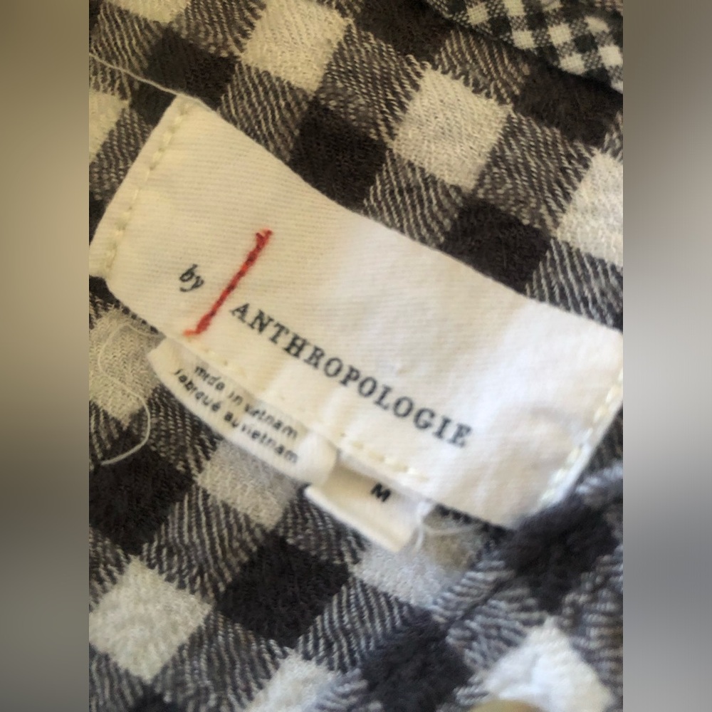 Anthropologie Brown and White Plaid Shirt - Picture 3 of 4